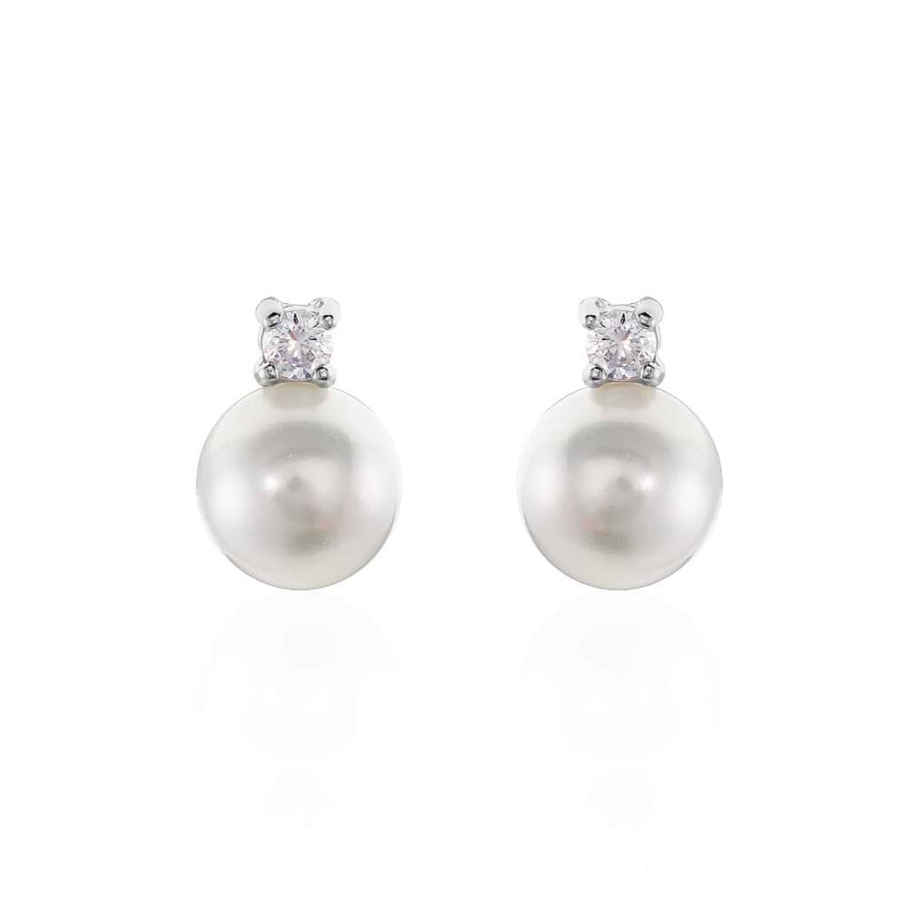 Stroili Orecchini Lobo Silver Pearls Argento Rodiato Perla sintentica Cubic Zirconia Collezione: Silver Pearls Bianco