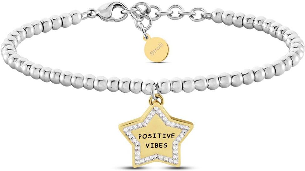 Stroili Bracciale Lady Message Acciaio Bicolore Giallo / Bianco Cristallo Collezione: Lady Message Bicolore Giallo / Bianco