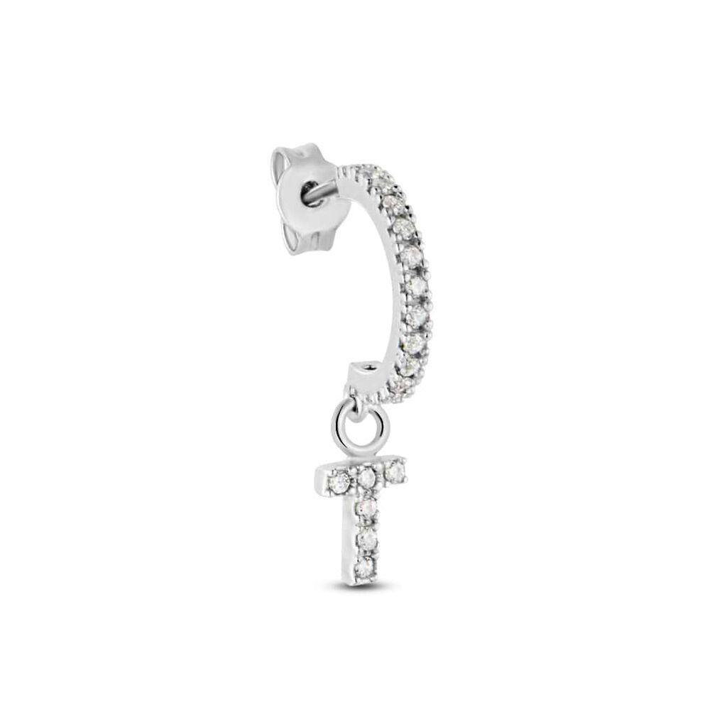 Stroili Mono Orecchino A Cerchio Silver Moments Argento Rodiato Cubic Zirconia Collezione: Silver Moments Bianco