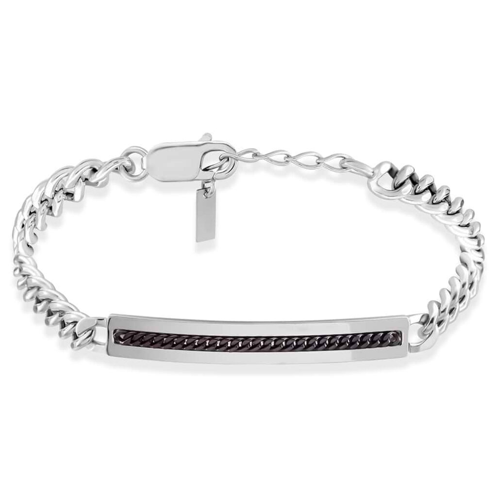 Stroili Bracciale Con Targhetta Gentleman Argento Bicolore Bianco / Nero Collezione: Gentleman Bicolore Bianco / Nero