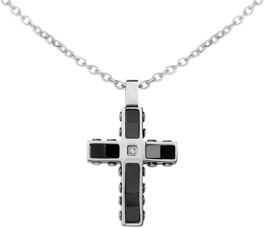 Stroili Collana Man Code Acciaio Bicolore Bianco / Nero Cubic Zirconia Collezione: Man Code Bicolore Bianco / Nero