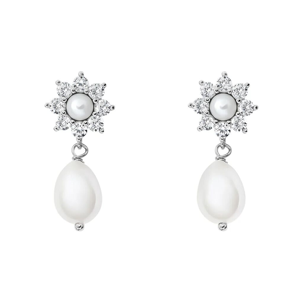 Stroili Orecchini Lobo Silver Pearls Argento Rodiato Perla sintetica Cubic Zirconia Collezione: Silver Pearls Bianco
