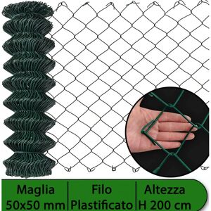 NextradeItalia 1pz Rete Per Recinzione Plastificata Altezza H 200 Cm Maglia Sciolta 50x50 Mm Filo Ø 2,3 Mm Lughezza Rotolo Da 25 Mt Per Recinzione Verde