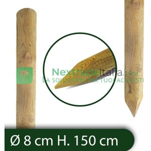 NextradeItalia 10pz Pali In Legno Ø Cm 8 Altezza Cm 150 H Tondi Con Punta Trattati Impregnati Per Recinzione Per Staccionata/steccato Palo Tondo