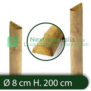 NextradeItalia 10pz Mezzi Pali Tondi In Cm 8 Lunghezza Cm 200 H Legno Trattati Impregnati Per Recinzione/staccionata/steccato Mezzo Palo Tondo