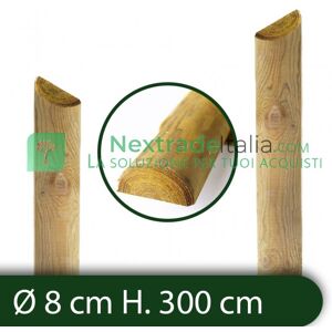 NextradeItalia 10pz Mezzi Pali Tondi In Cm 8 Lunghezza Cm 300 H Legno Trattati Impregnati Per Recinzione/staccionata/steccato Mezzo Palo Tondo