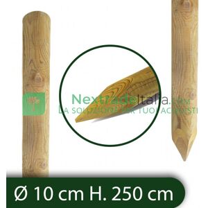 NextradeItalia 10pz Pali In Legno Ø Cm 10 Altezza Cm 250 H Tondi Con Punta Trattati Impregnati Per Recinzione Staccionata/steccato Palo Tondo