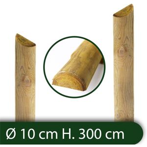 NextradeItalia 10pz Mezzi Pali In Legno Cm 10 Lunghezza Cm 300 H Per Recinzione Trattati Impregnati Per Staccionata/steccato Mezzo Palo Tondo