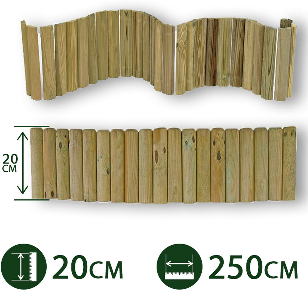NextradeItalia 2pz Bordure Per Aiuole Rollborder Srotolabile Ø 5 Cm 250x20 H   Legno Di Pino Impregnato Per Fioriere Giardini Aiuola Fiori NextradeItalia 2pz Bordure Per Aiuole Rollborder Srotolabile Ø 5 Cm 250x20 H   Legno Di Pino Impregnato Per Fioriere Giardini Aiuola Fiori