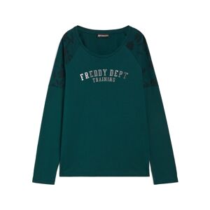 Freddy T-shirt manica lunga con inserti su spalle stampa floreale Green-Allover Flower Green Donna Large