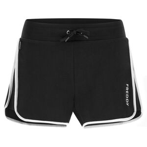 Freddy Shorts sportivi elasticizzati con piping laterale a contrasto Nero-Bianco Donna Large