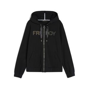 Freddy Felpa cappuccio e zip con logo composto da borchie metal Nero Donna Large