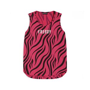 Freddy Canotta da donna stampa zebrata con fondo stondato Zebra Ani Black On Fuchsia Donna Medium