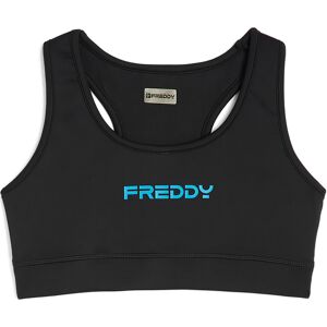 Freddy Reggiseno sportivo in tessuto tecnico con logo a contrasto Black- Blue Danube Donna Medium