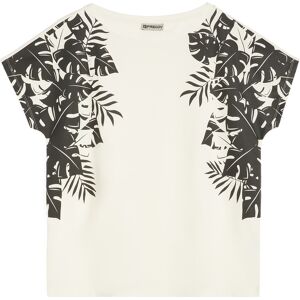 Freddy T-shirt in jersey modal comfort fit con stampe laterali White-B&W Allover Flower Donna Small