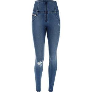 Freddy Jeans push up WR.UP® vita alta in denim navetta ecologico con strappi Light Blue-Seams On Tone Donna Extra Small