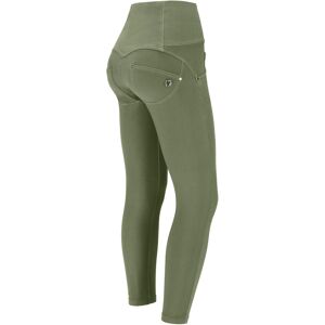 Freddy Pantaloni push up WR.UP® 7/8 vita alta con bottoni in tessuto navetta con strappi Oil Green Donna Small