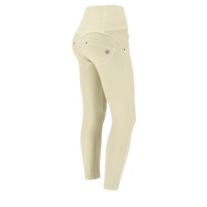 Freddy Pantaloni push up WR.UP® 7/8 vita alta con bottoni in tessuto navetta con strappi Brown Rice Donna Small