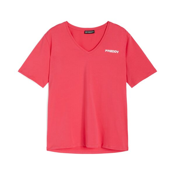 freddy t-shirt da donna con scollo a v in jersey rouge red donna medium