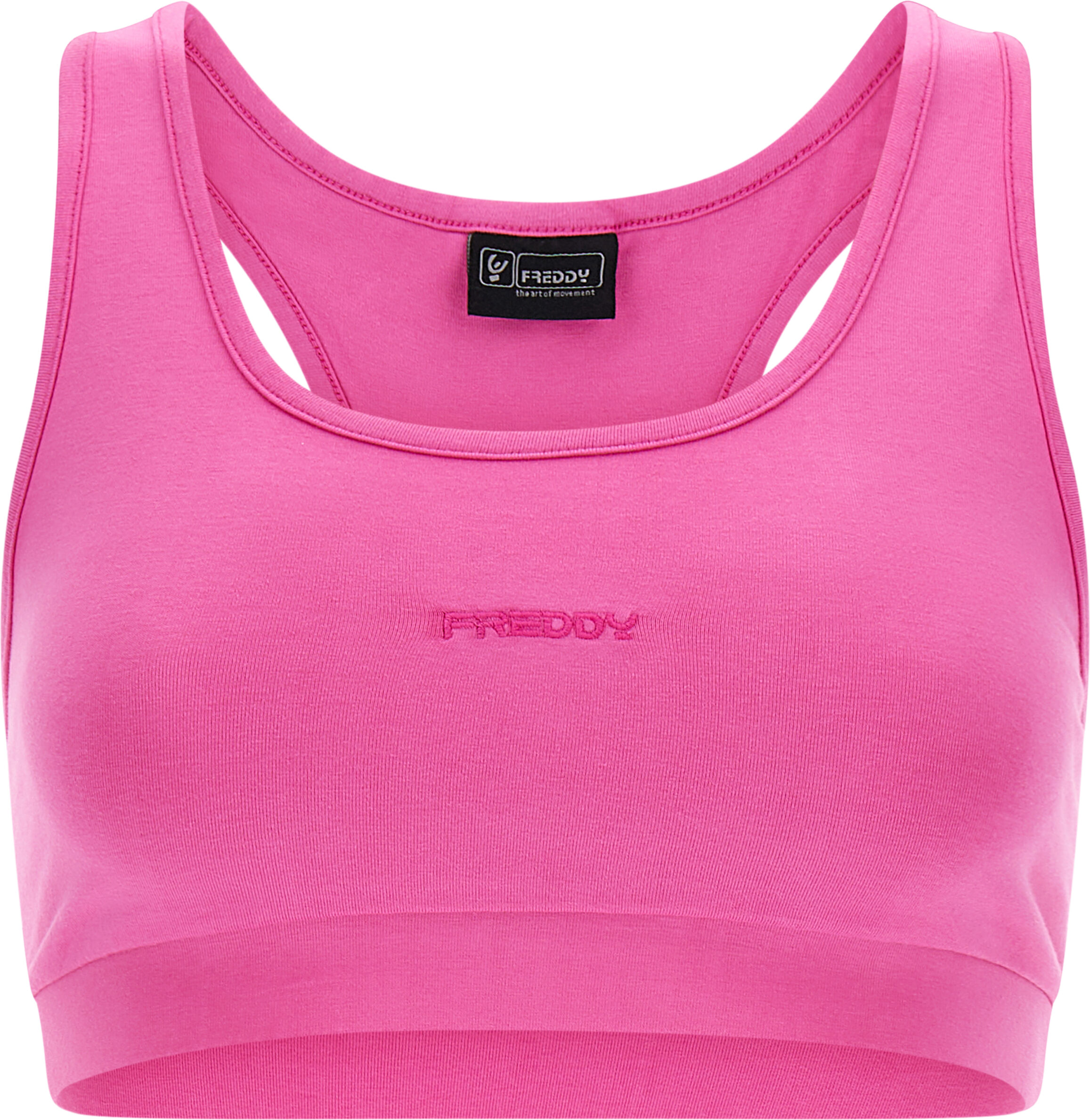 freddy top elasticizzato con logo ricamato e retro a vogatore pink yarrow direct dyed donna extra small