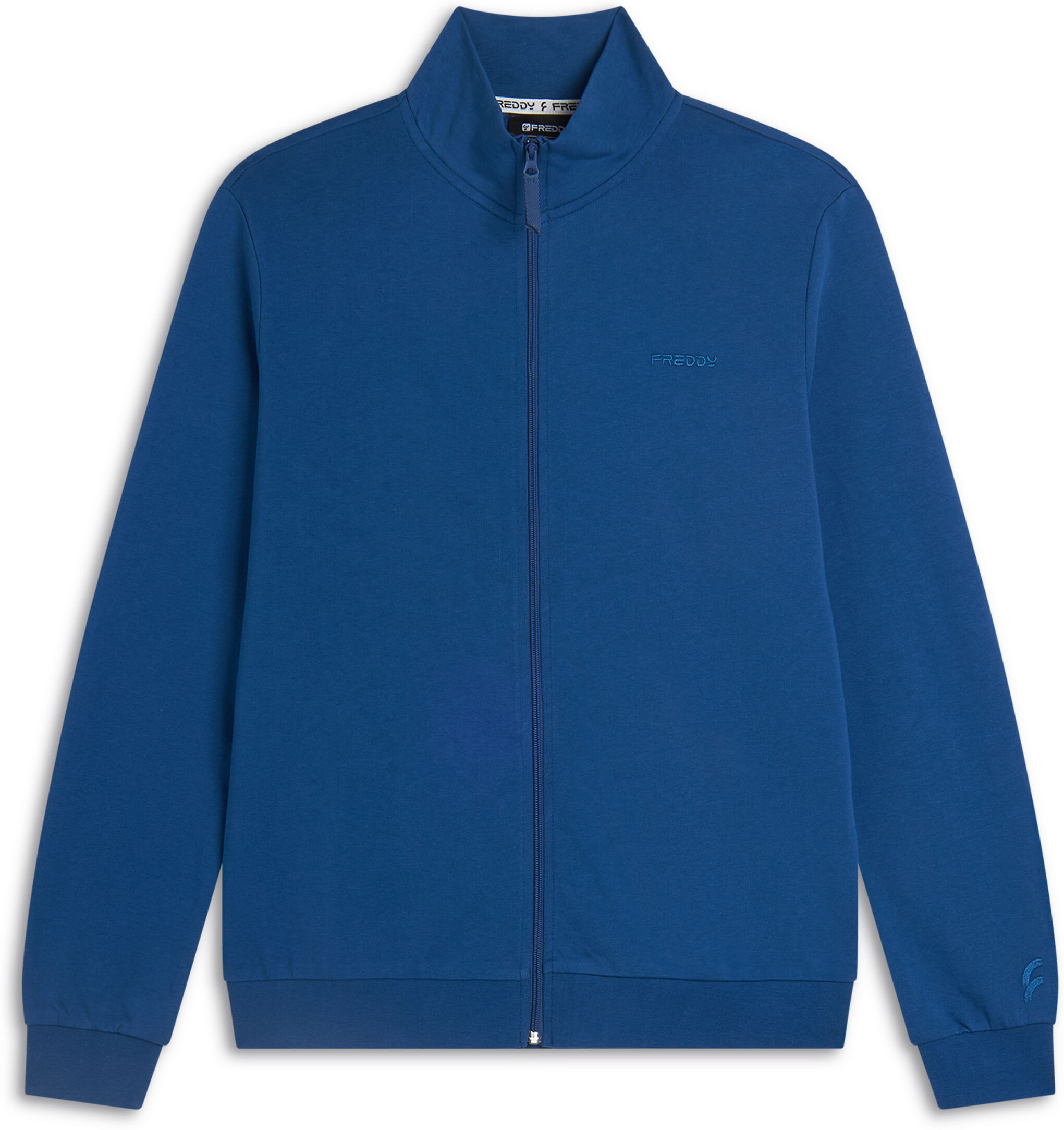 Freddy Felpa da uomo in jersey con collo alto e chiusura full zip Blu Quarzo Uomo Medium