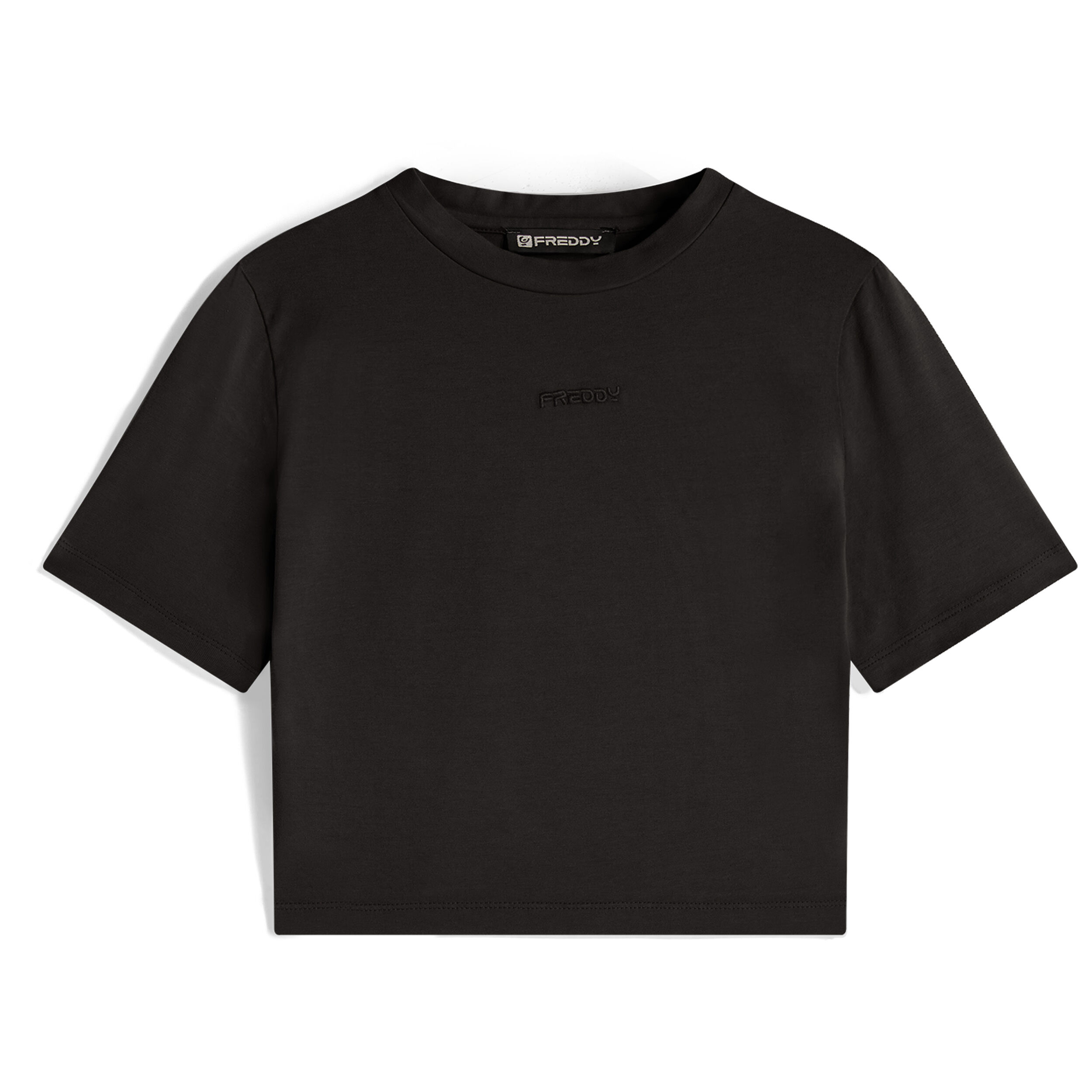Freddy T-shirt slim fit corta in tessuto jersey tinto capo Black Direct Dyed Donna Extra Small