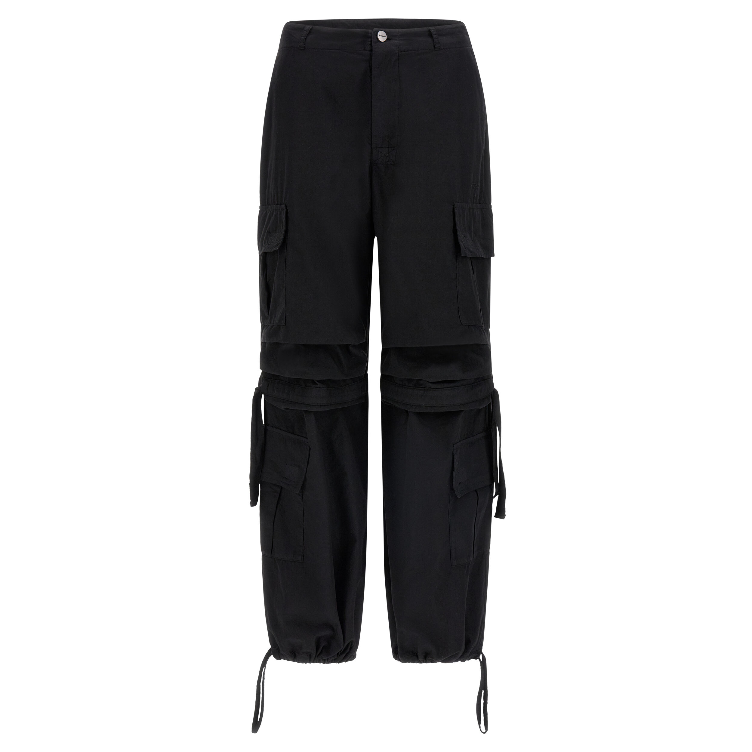 Freddy Pantaloni cargo con doppie tasche e coulisse intermedia Black Direct Dyed Donna Medium