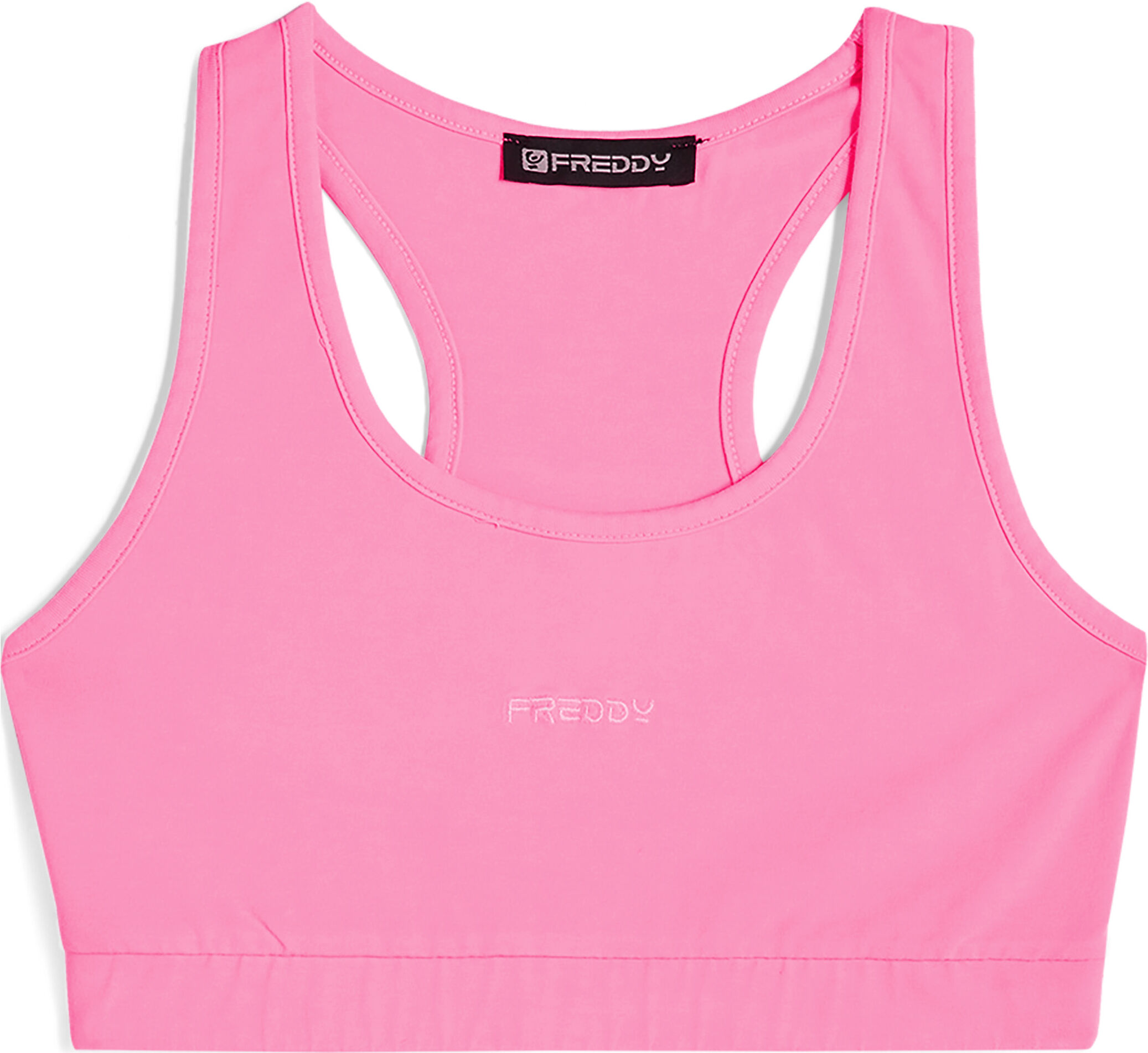 Freddy Top in jersey con logo ricamato e retro a vogatore Fluo Fuchsia Pigment Dyed Donna Large