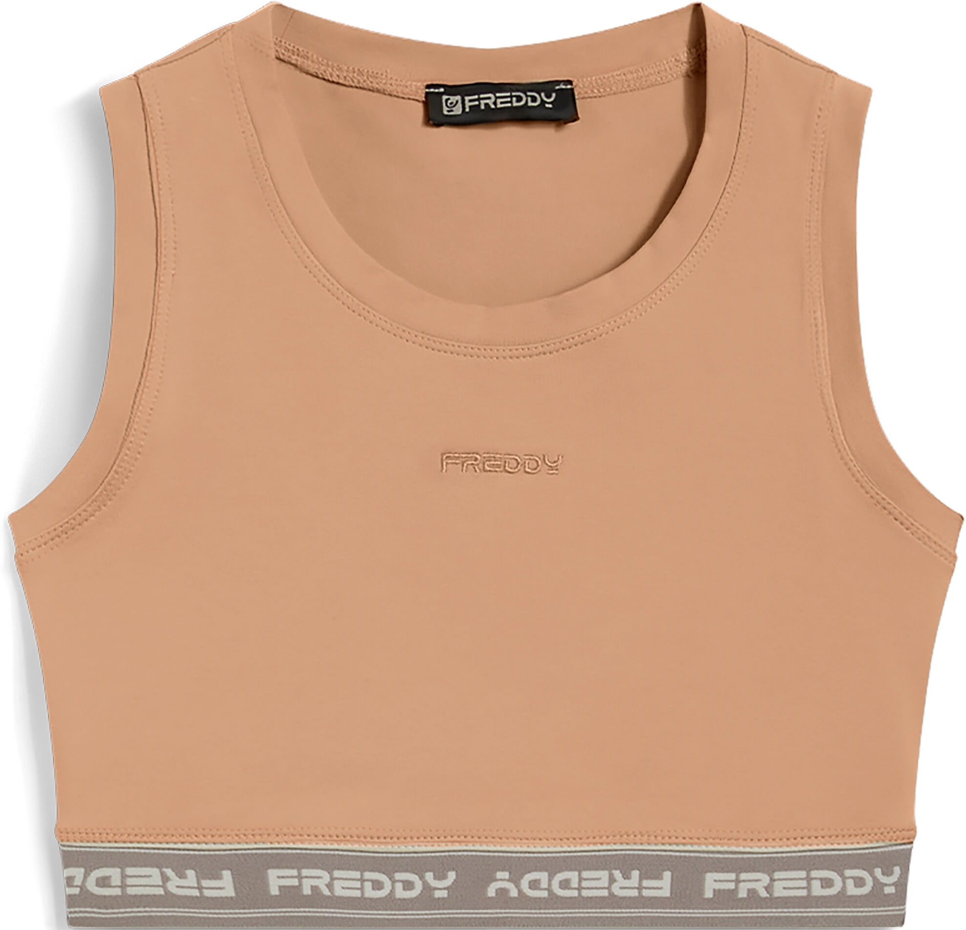 Freddy Top sportivo in heavy jersey stretch con elastico logato Warm Taupe Donna Medium