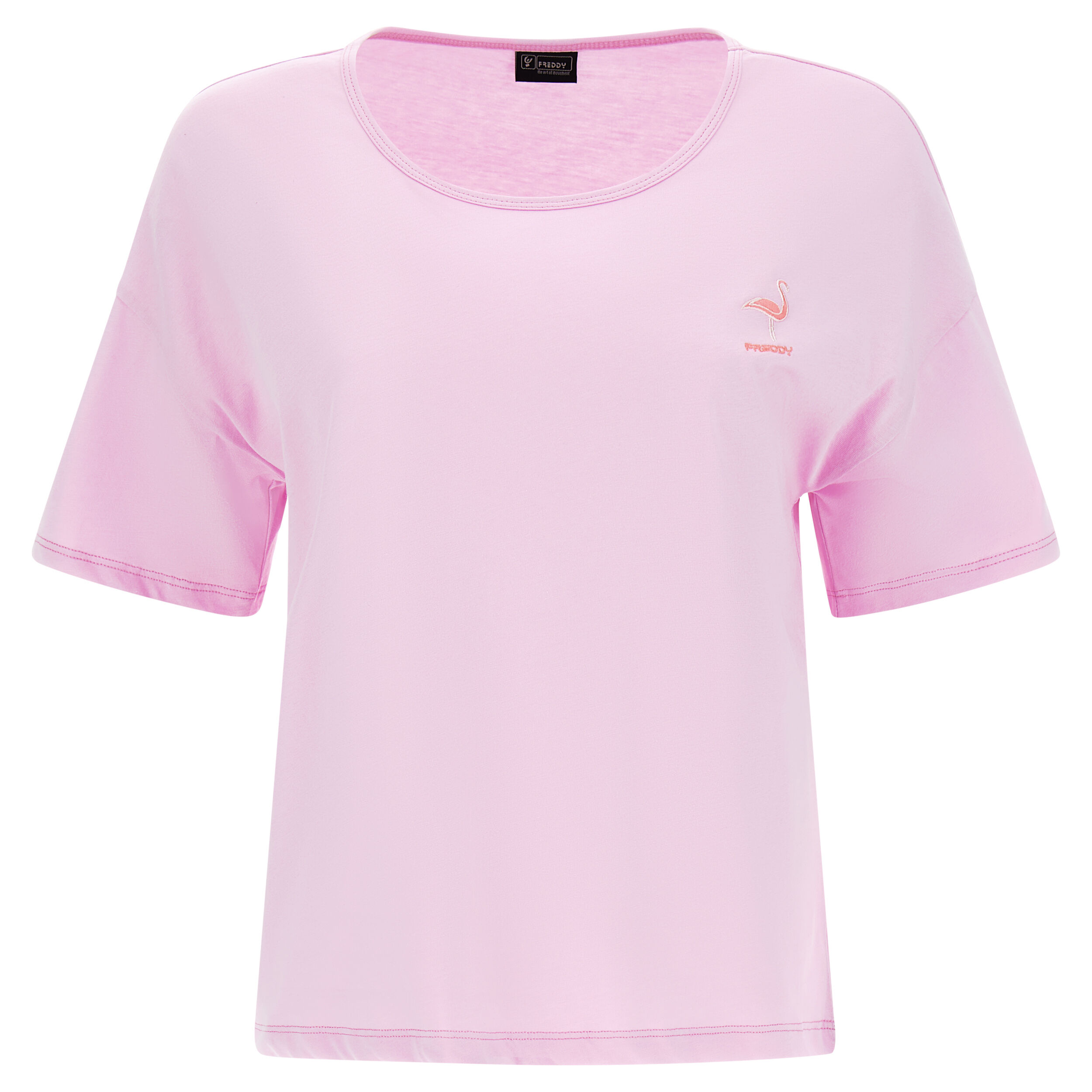 Freddy T-shirt in jersey leggero con patch fenicottero in tono Pink Lavender Donna Medium