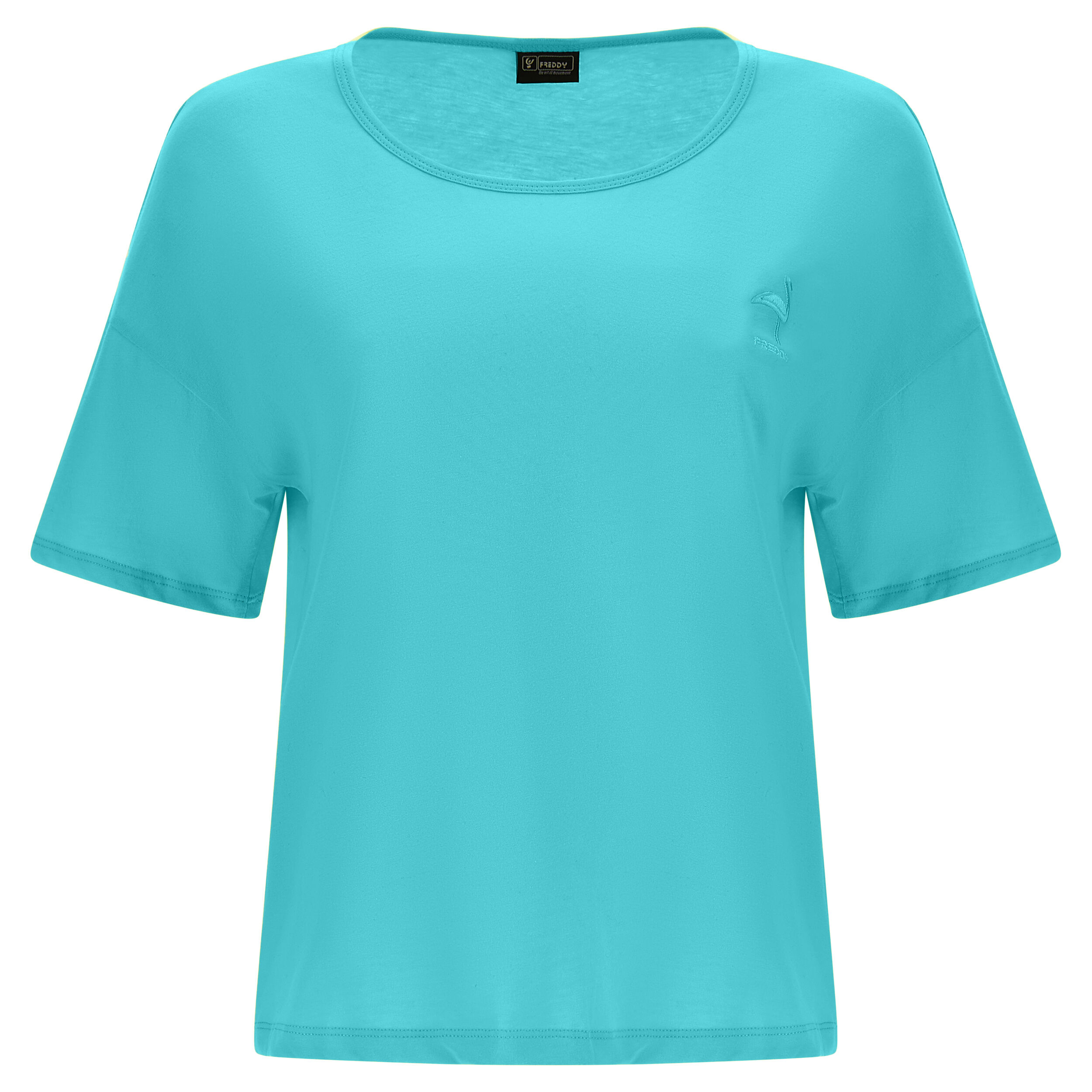 Freddy T-shirt in jersey leggero con patch fenicottero in tono Bachelor Button Donna Medium