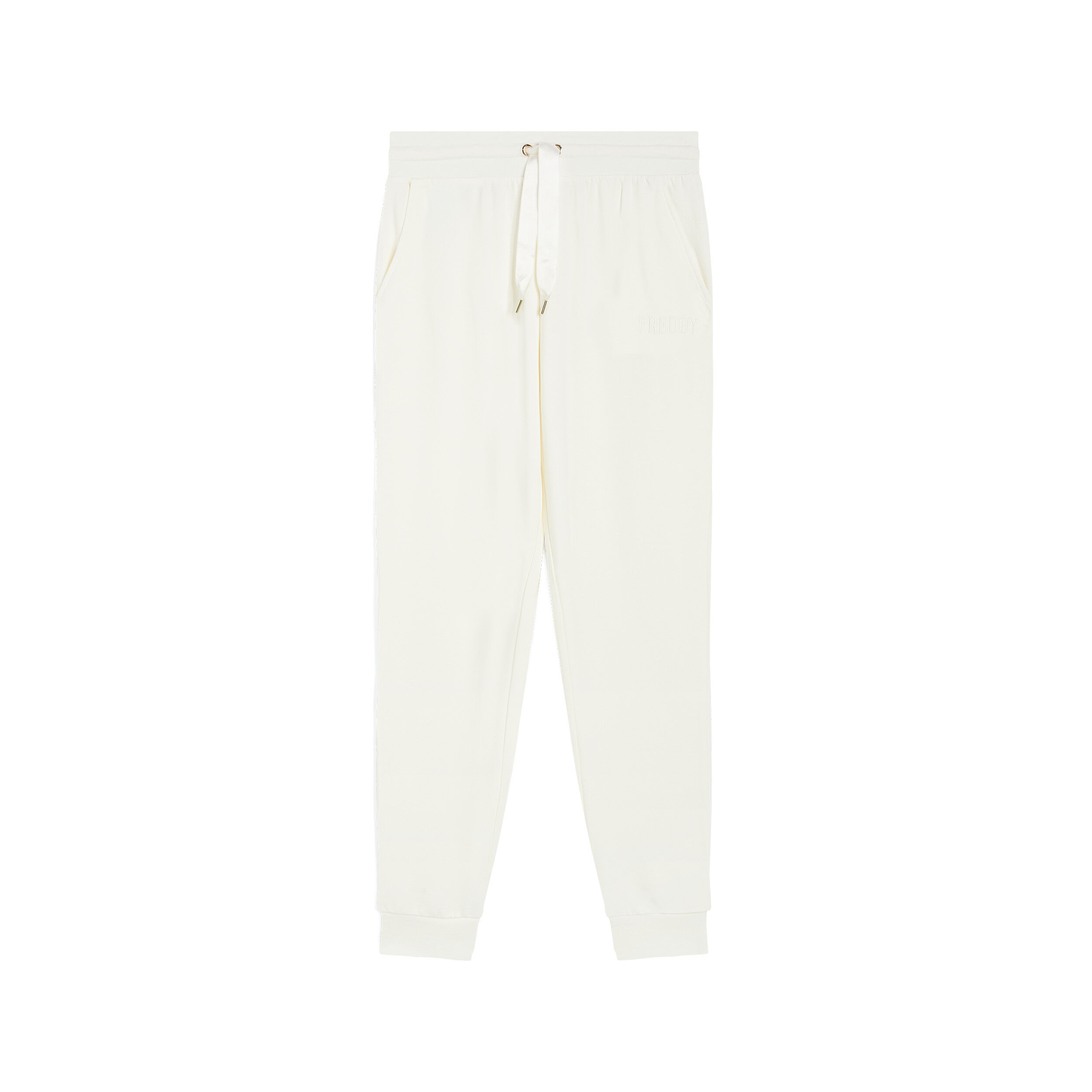 Freddy Pantaloni regular fit in felpa viscosa con fondo a polsino Egret Donna Small