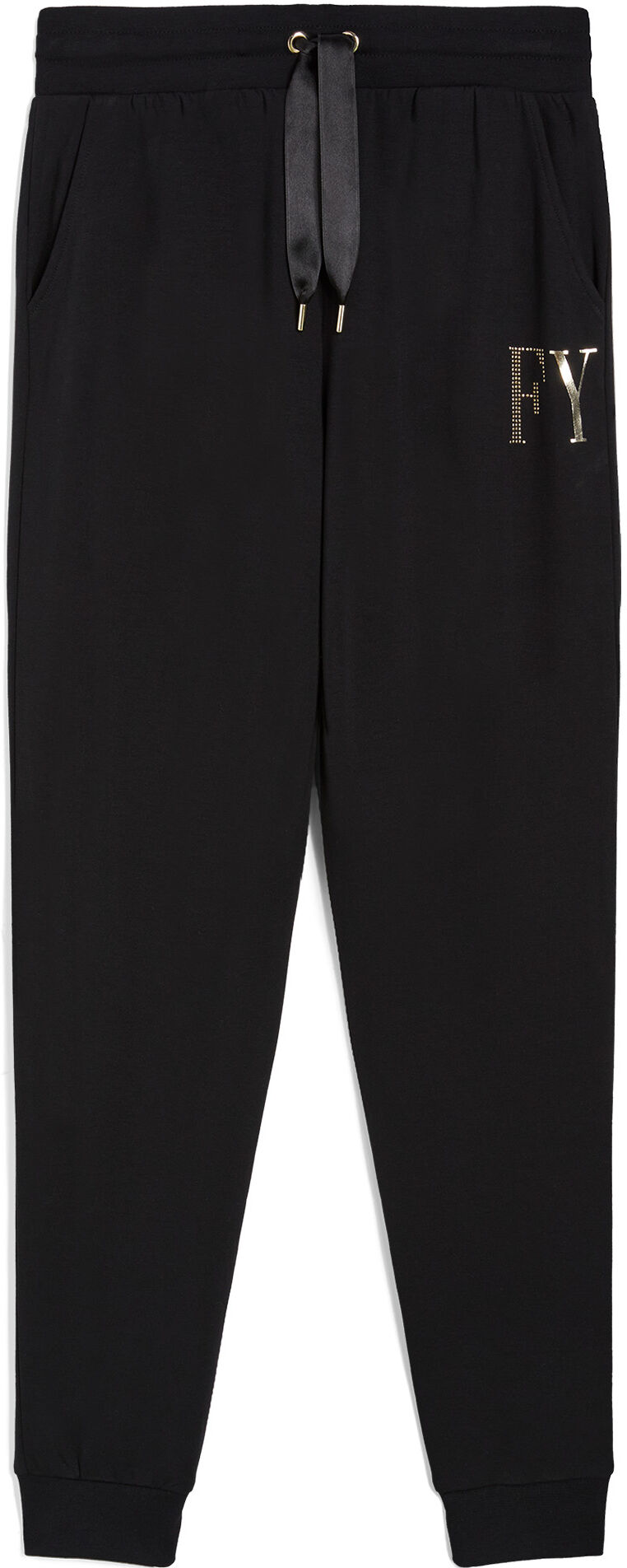 Freddy Pantaloni regular fit in felpa viscosa con stampa oro Nero Donna Medium