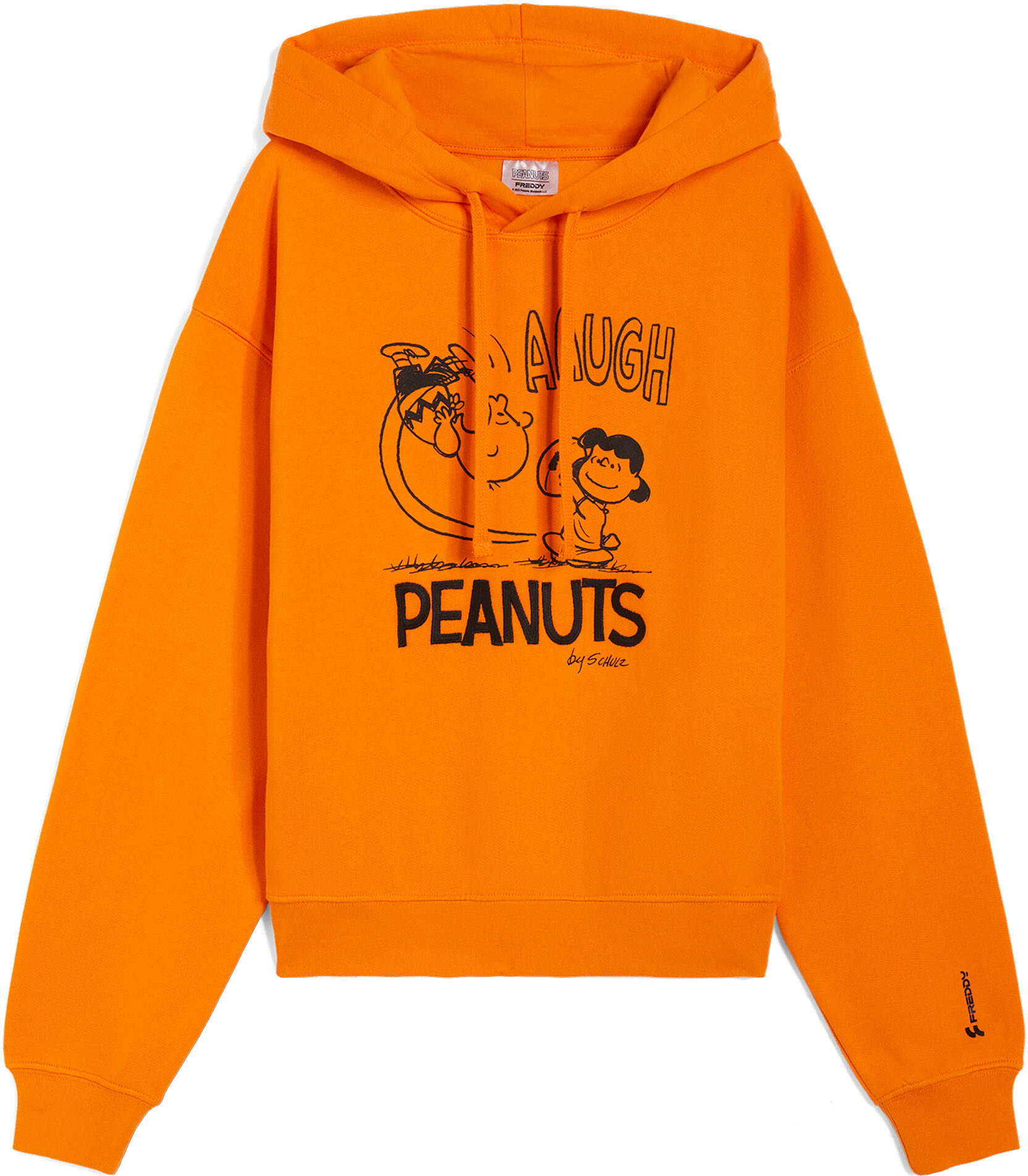 Freddy Felpa comfort fit con cappuccio e grafica Peanuts Mandarin Orange Donna Xxs