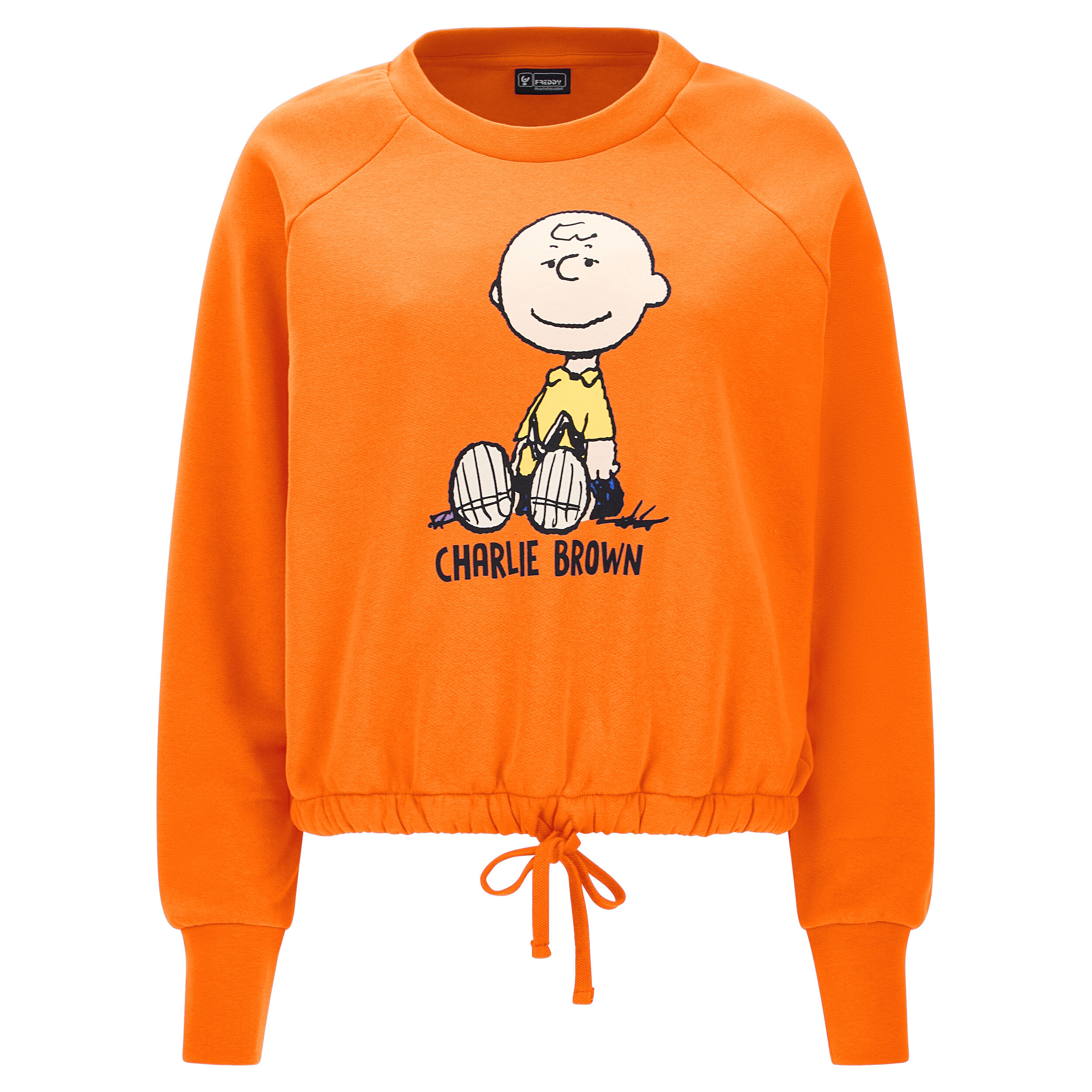 Freddy Felpa corta con coulisse in vita e stampa Charlie Brown Mandarin Orange Donna Medium