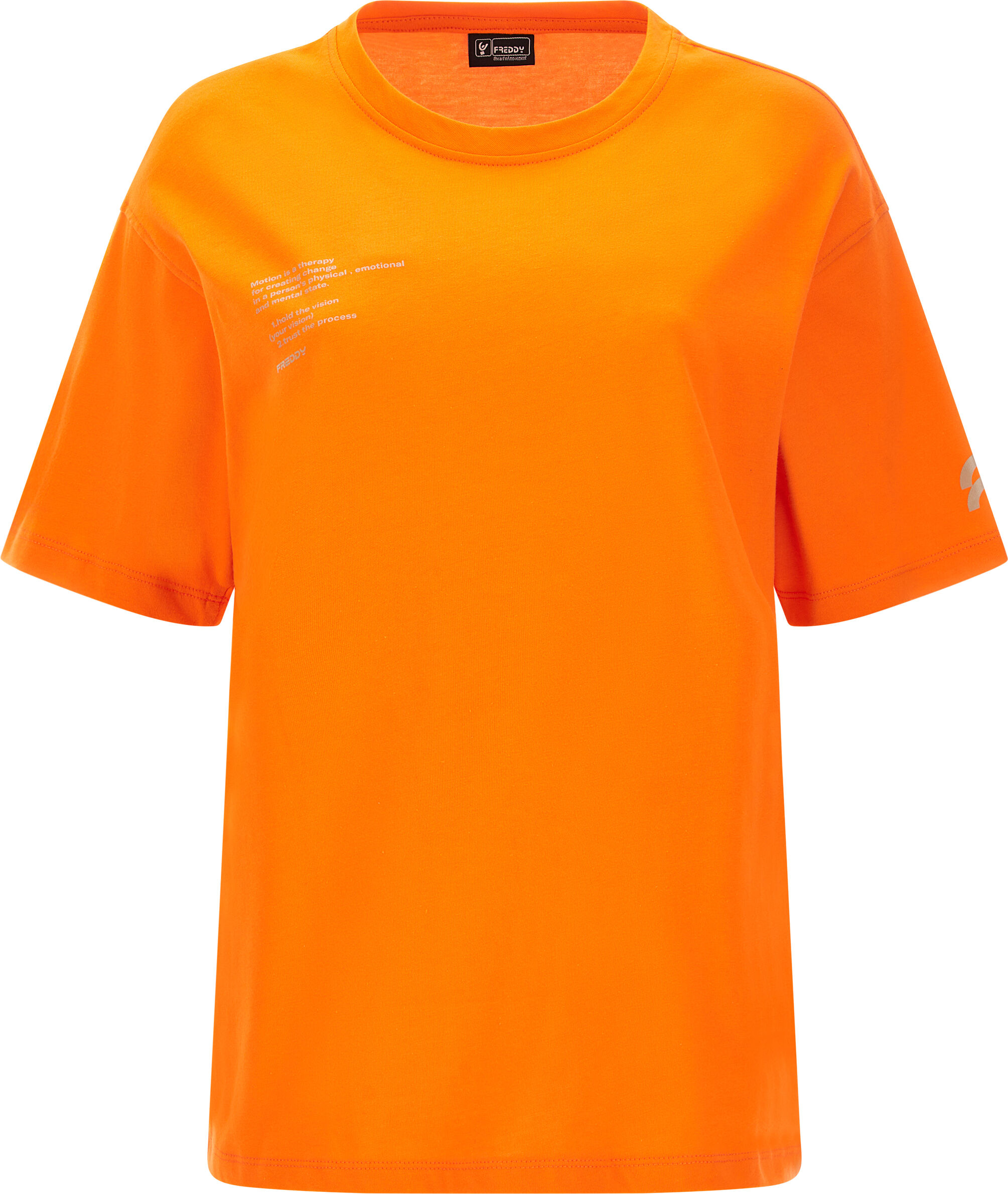 Freddy T-shirt comfort fit in jersey con stampa lettering Mandarin Orange Donna Medium