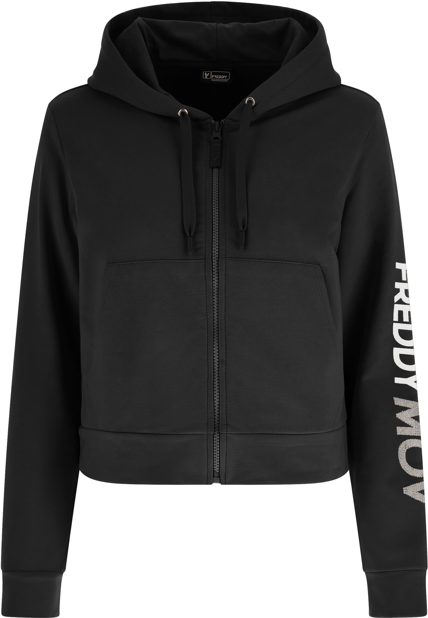 Freddy Felpa full zip con cappuccio e maxi stampa sulla manica Nero Donna Extra Small