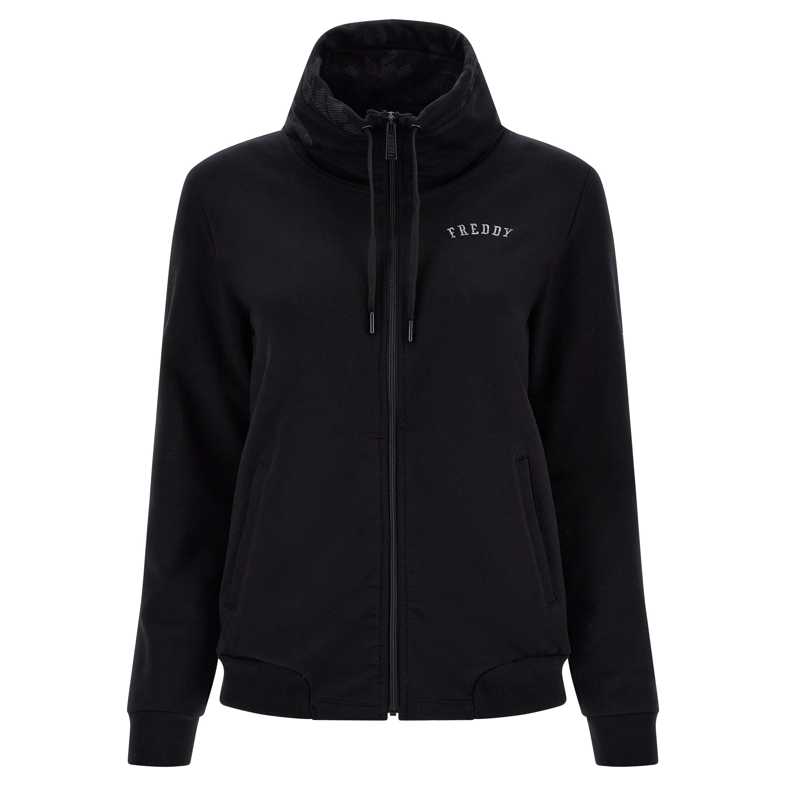 Freddy Felpa zip e collo alto con interno stampa floreale Nero Donna Small