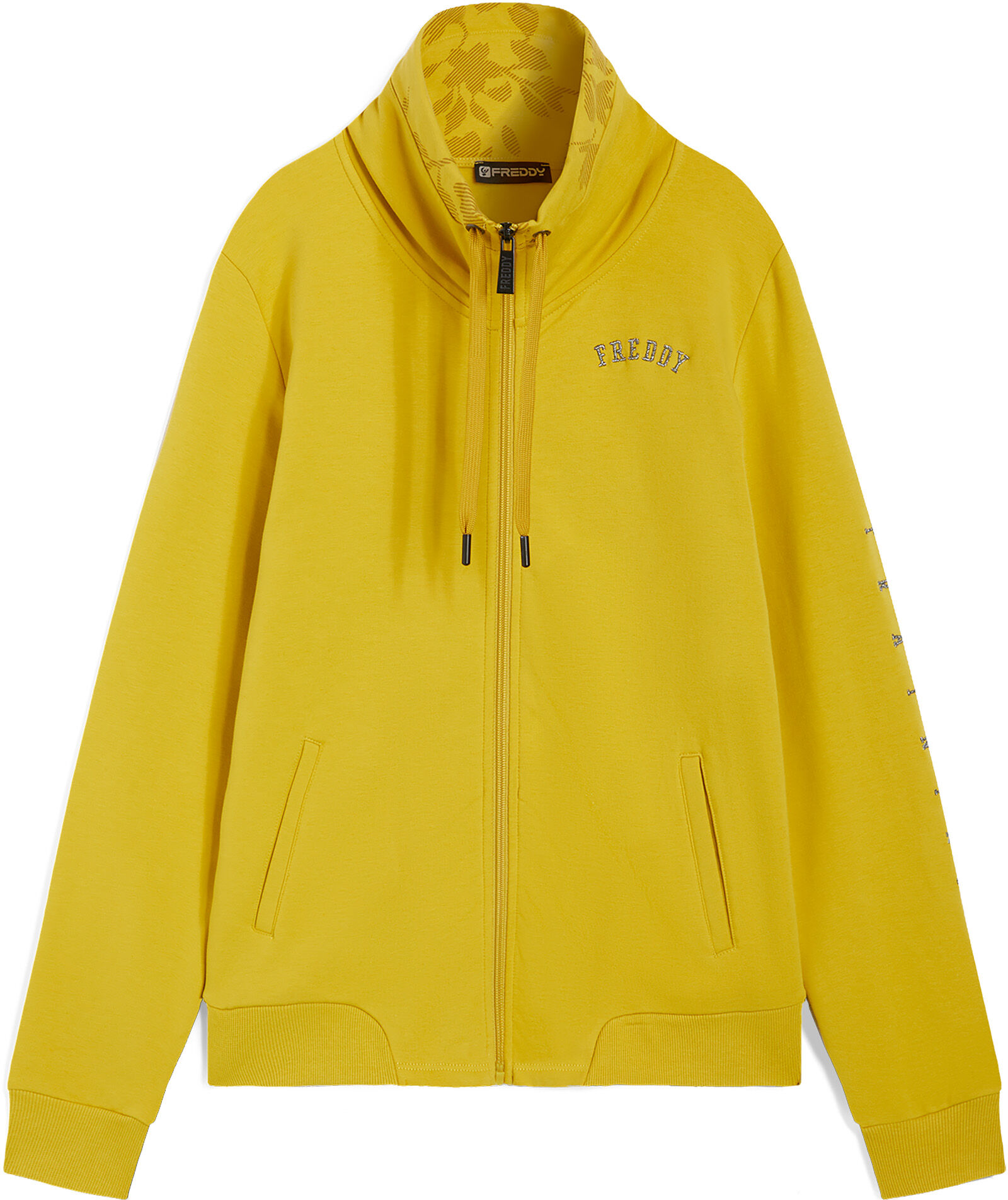 Freddy Felpa zip e collo alto con interno stampa floreale Oil Yellow Donna Extra Small