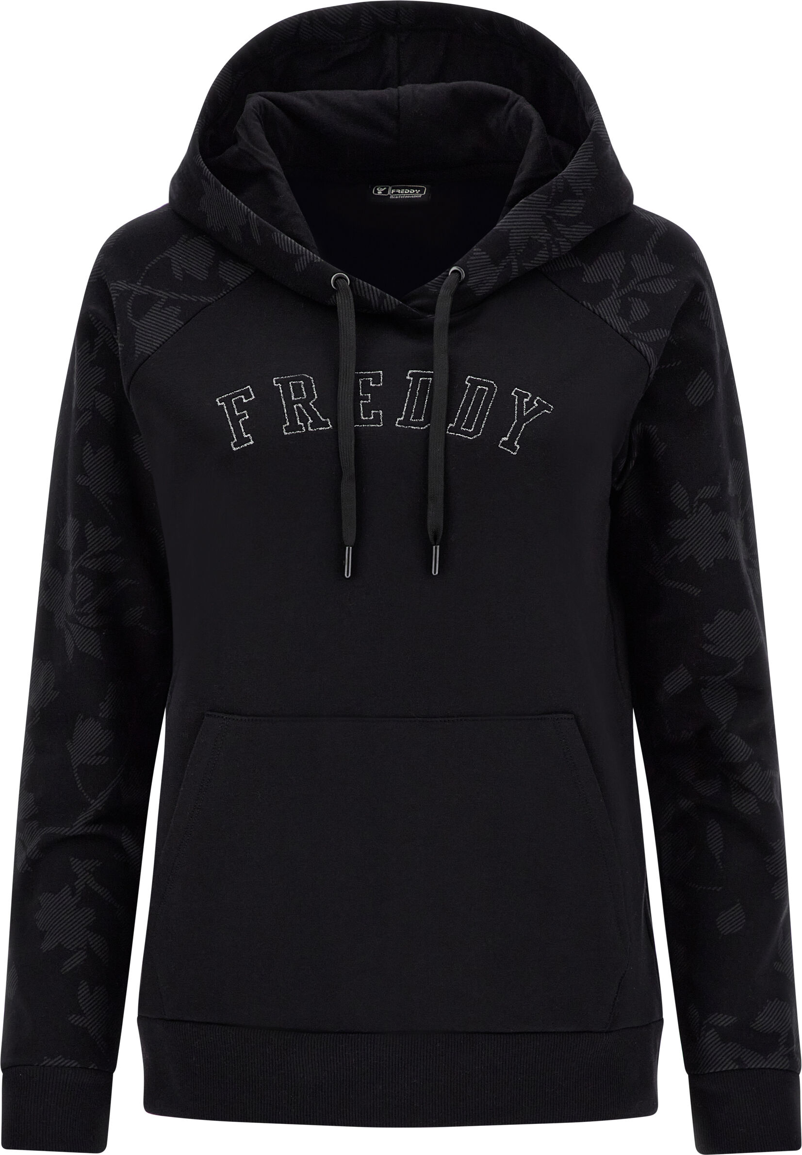 Freddy Felpa con cappuccio e maniche stampa floreale in tono Black-Allover Flower Black Donna Large