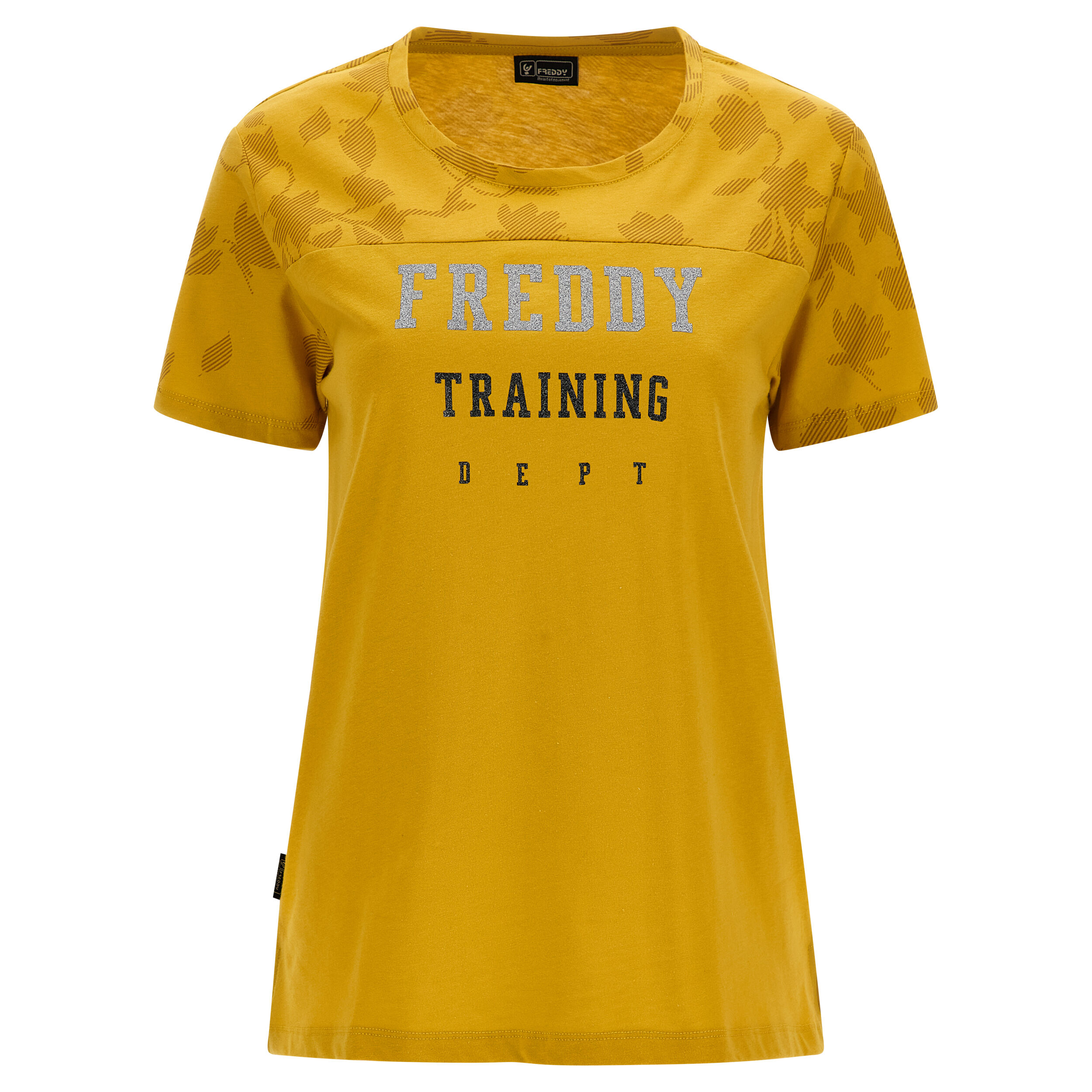 Freddy T-shirt comfort fit con maniche e spalle stampa floreale Yellow-Allover Flower Yellow Donna Small