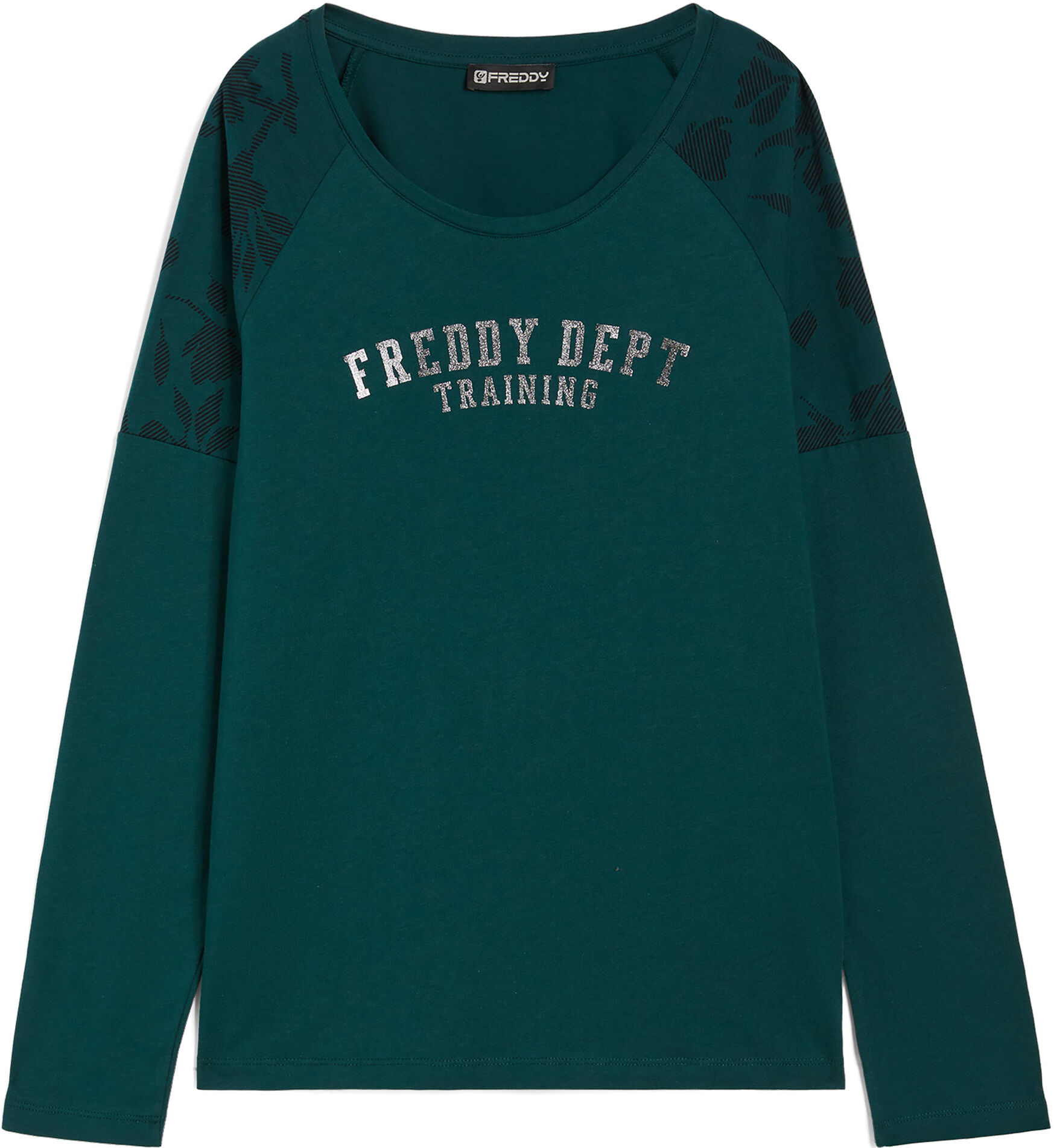 Freddy T-shirt manica lunga con inserti su spalle stampa floreale Green-Allover Flower Green Donna Extra Small