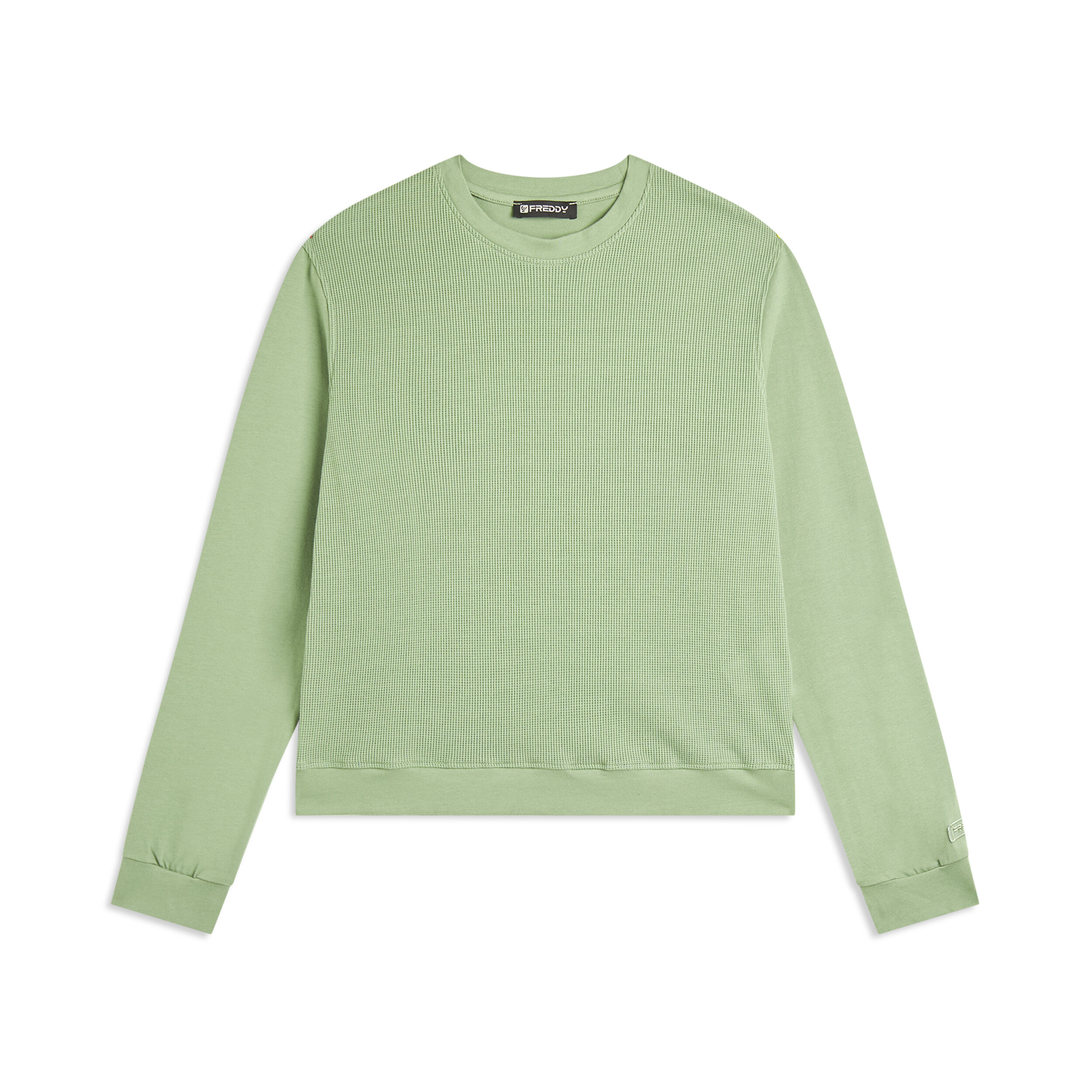 Freddy Felpa donna girocollo in jersey con tessuto waffle Hedge Green Donna Medium