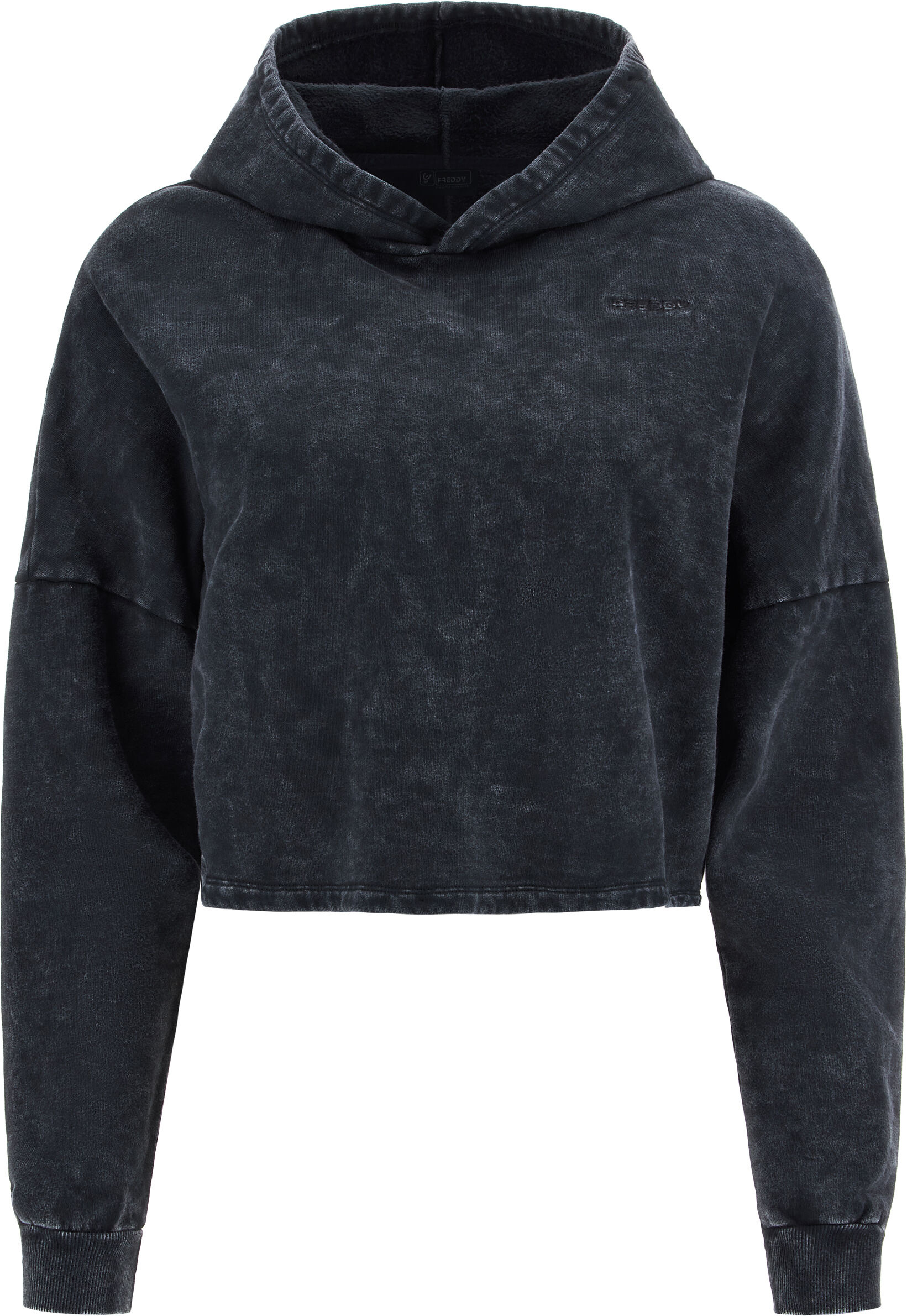 Freddy Felpa corta marble wash con cappuccio e logo ricamato Black  Ice Wash Marble Donna Xxs