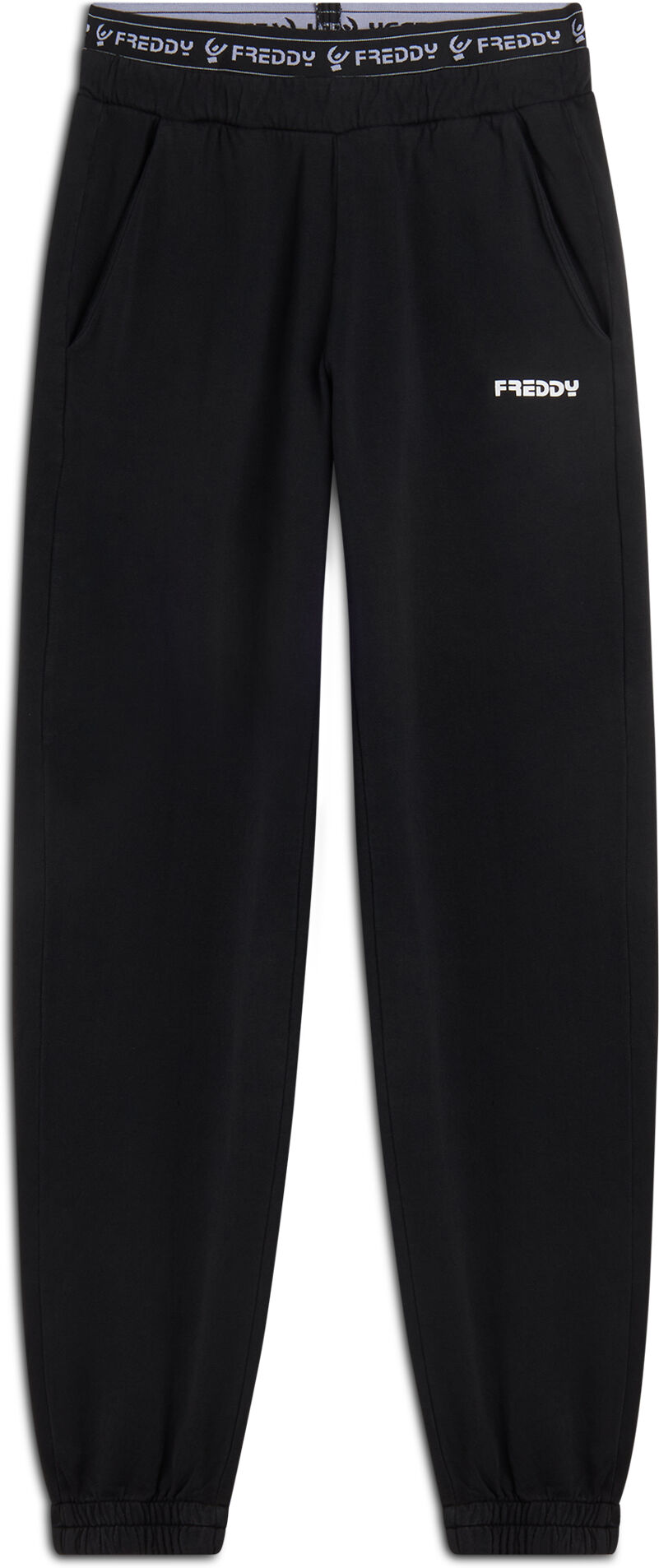 Freddy Pantaloni sportivi da donna in jersey con elastico logato Black Direct Dyed Donna Large