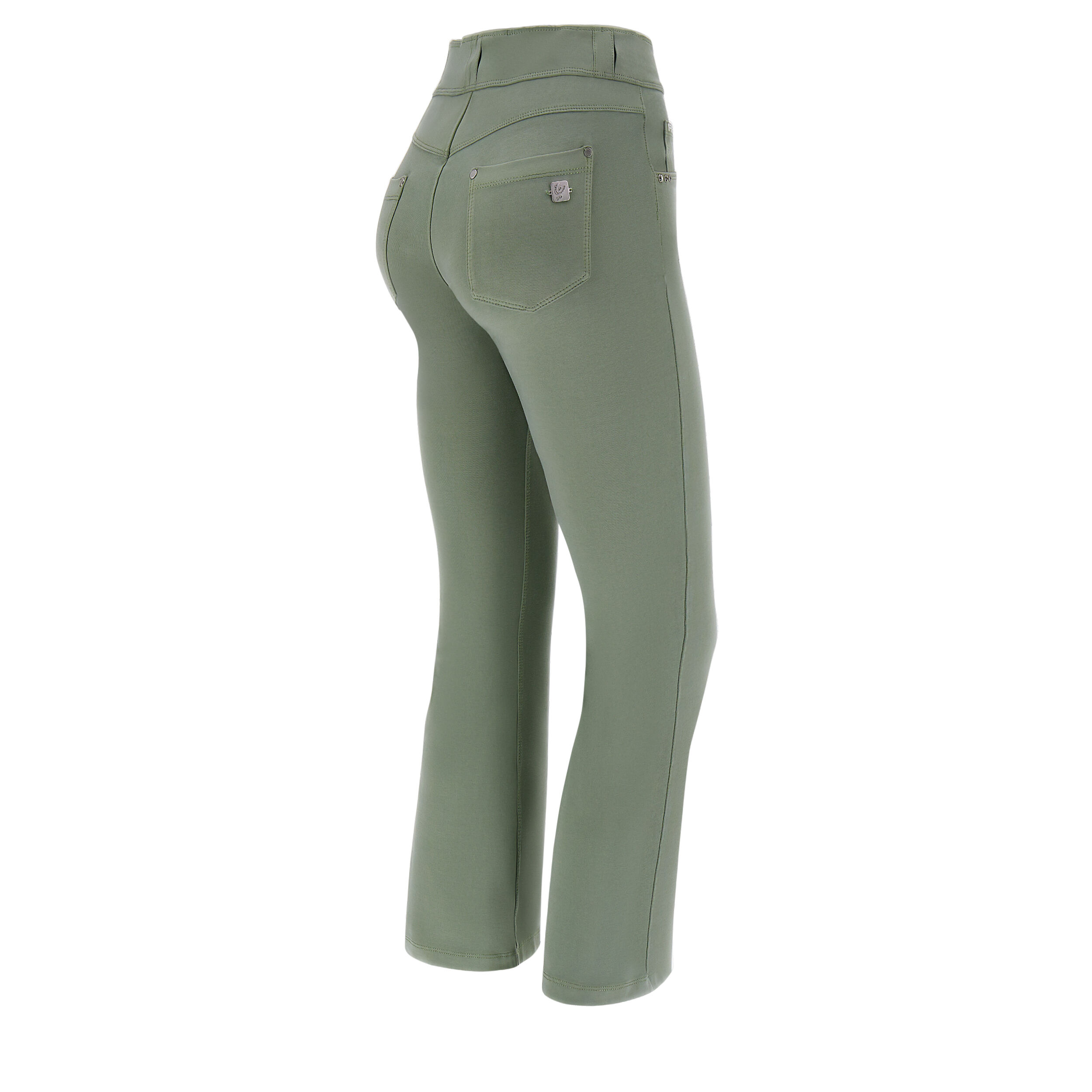Freddy Pantaloni N.O.W.® 7/8 flare jersey tinto in capo Oil Green Donna Extra Small