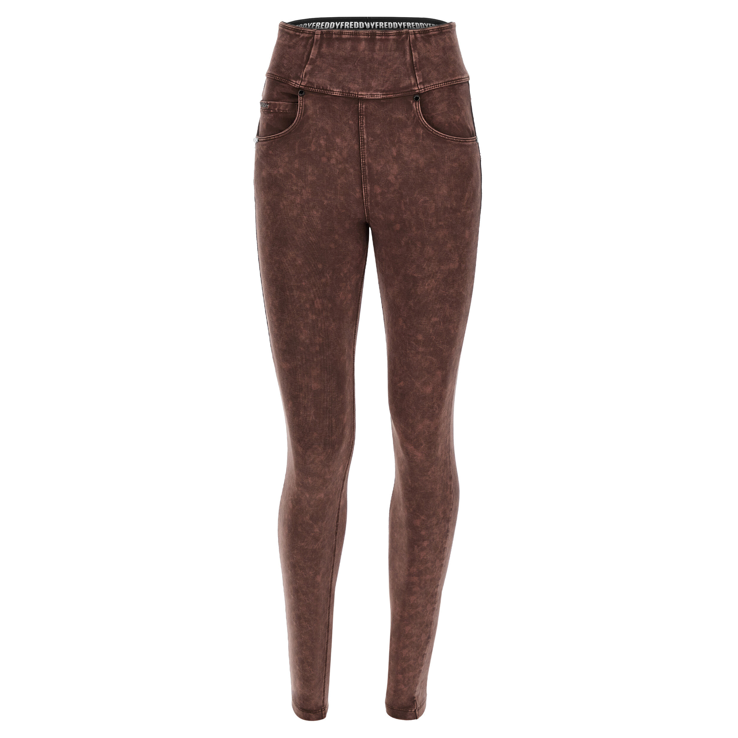 Freddy Pantaloni N.O.W.® vita risvoltabile in jersey marble wash French Roast Donna Medium