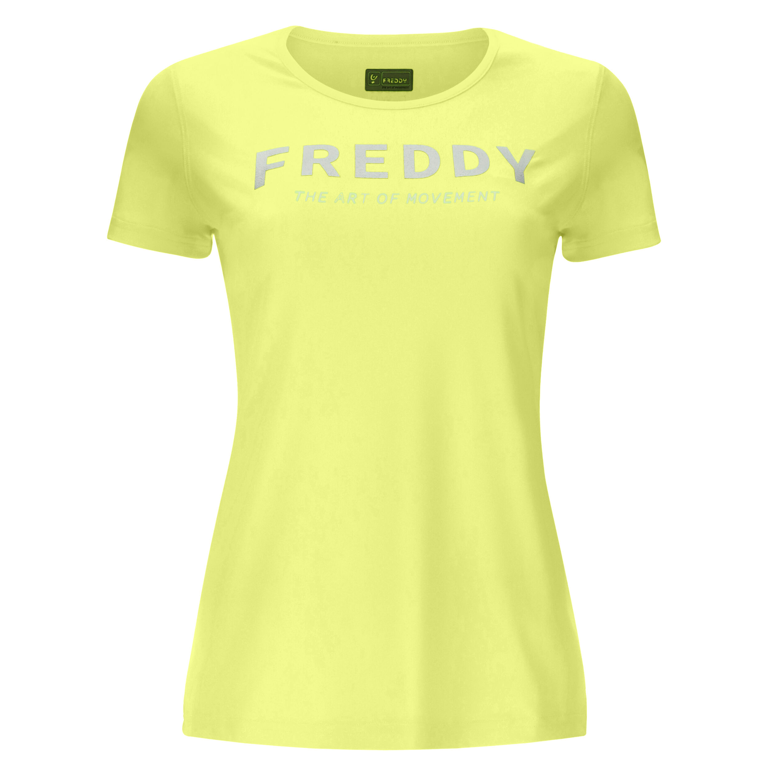 Freddy T-shirt in tessuto tecnico traspirante riciclato con stampa Fluo Yellow Donna Medium