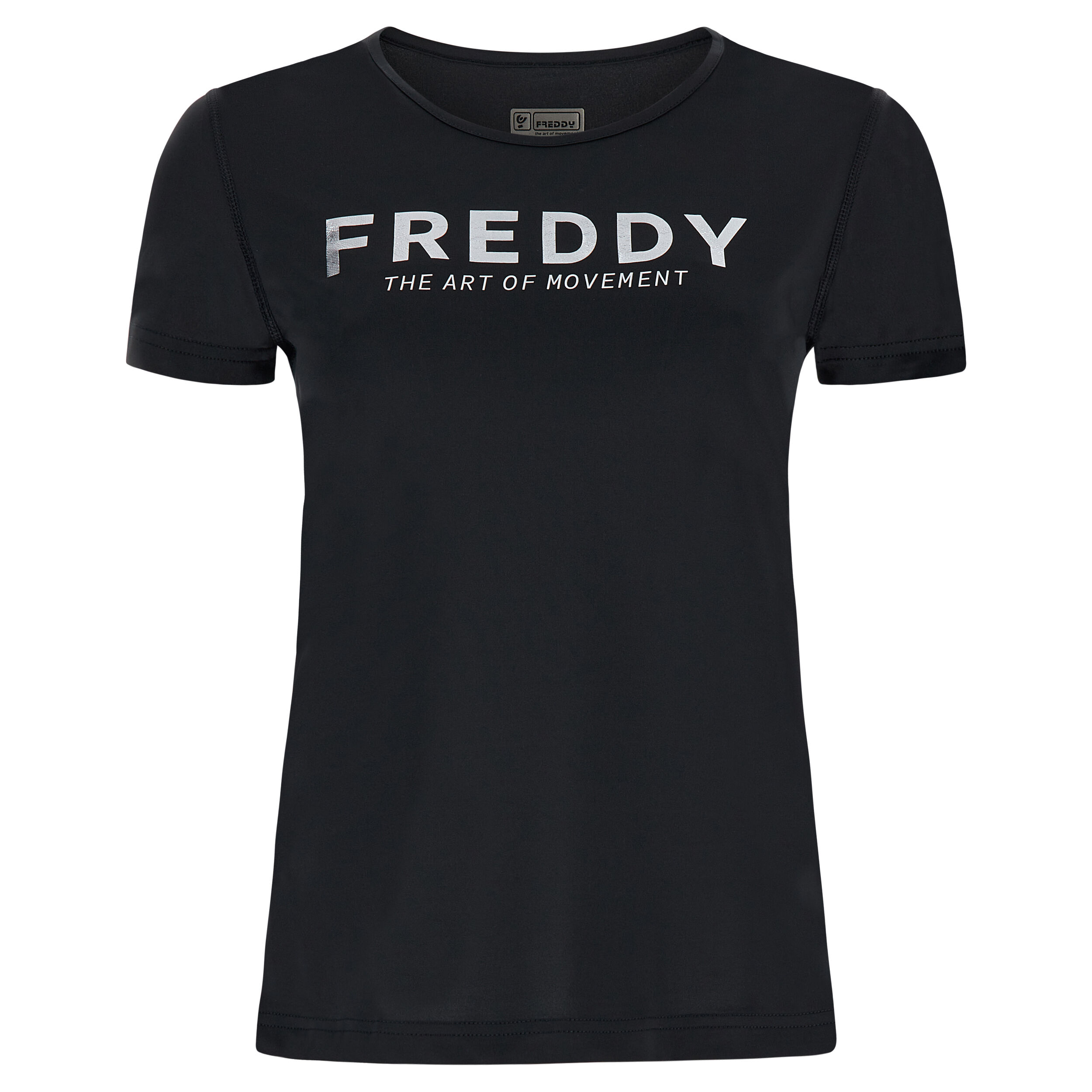 Freddy T-shirt in tessuto tecnico traspirante riciclato con stampa Nero Donna Extra Large