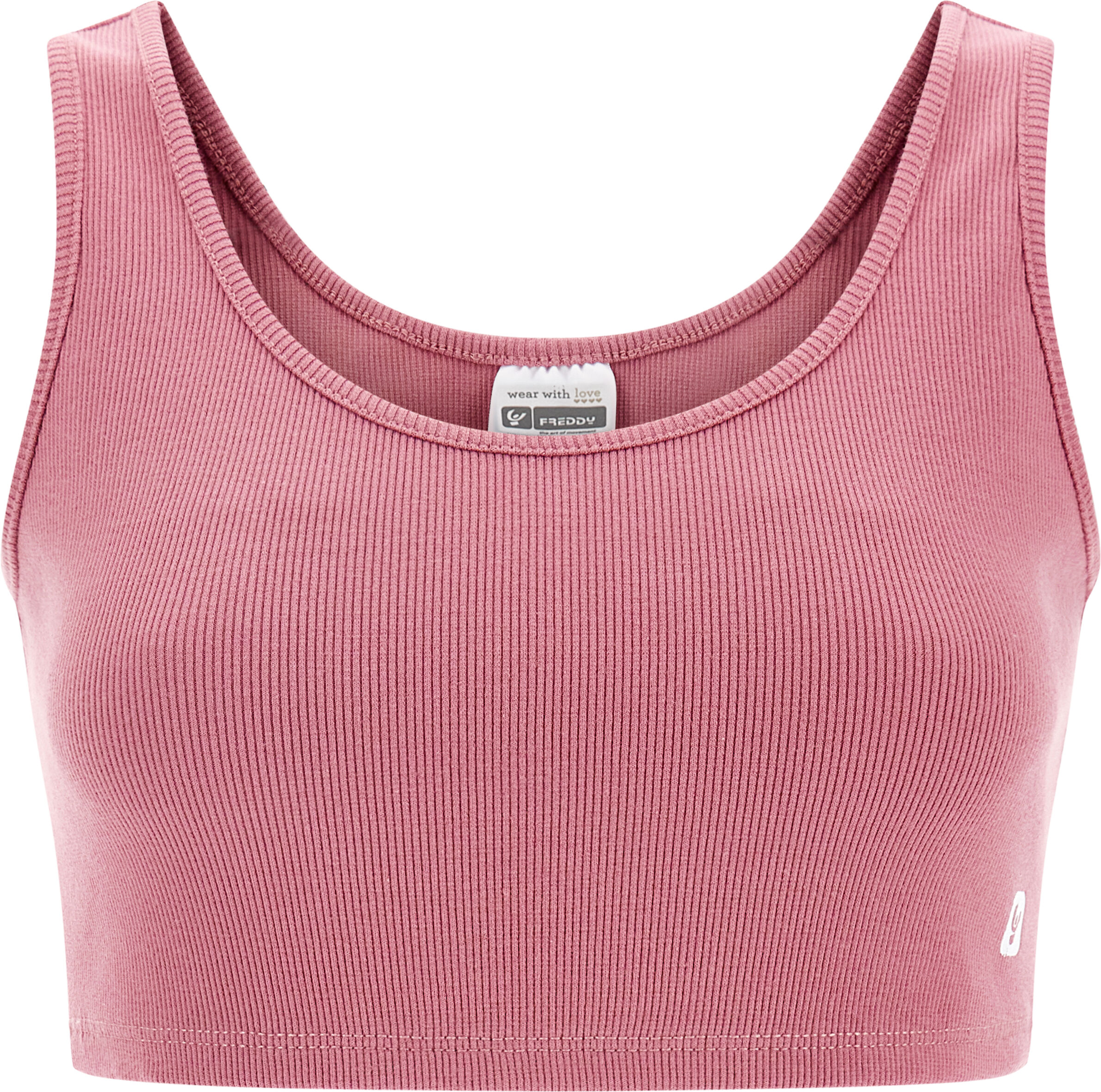 Freddy Crop top in costina di cotone con scollo tondo Rosa Antico Donna Large